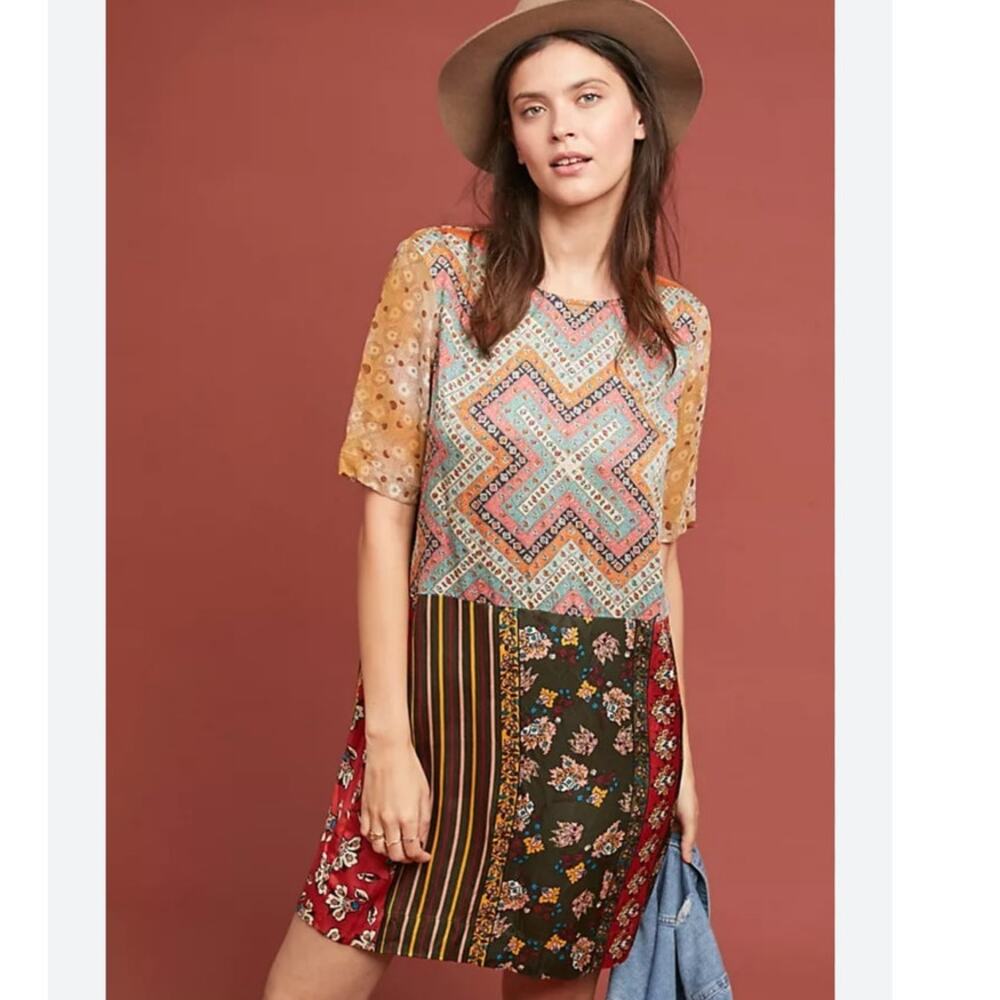 Anthropologie Tiny Patchwork Tunic Dress size XS - image 1